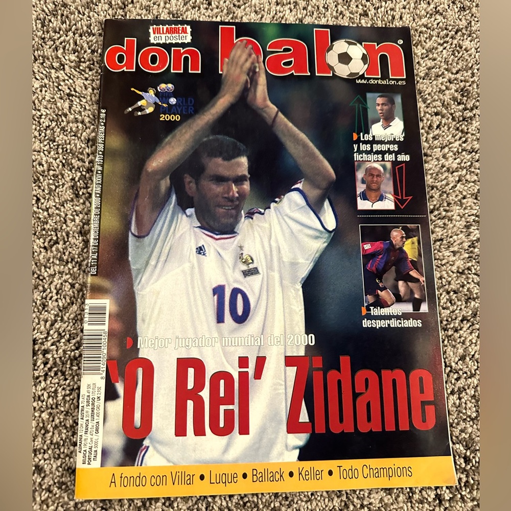 Don Balon Soccer Magazine Zinedine Zidane 12/17/2000 #1313 France